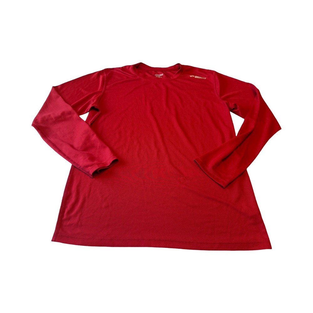 Brooks Mens‎ Red Long Sleeve Mesh Running Shirt M workout Athletic
